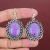 Boucle d'oreille en pierre gemme purpurite Boucles d'oreilles faites à la main Bijoux élégants Boucle d'oreille en argent sterling 925 Boucle d'oreille pierre de naissance Cadeaux pour femme Bijoux en purpurite
