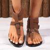 Modne Osobowości Sandały na Palec Kobiety 2025 Lato Nowe Wszechstronne Modne Płaskie Niski Obcas Wycięcia Rzymskie Buty Plażowe