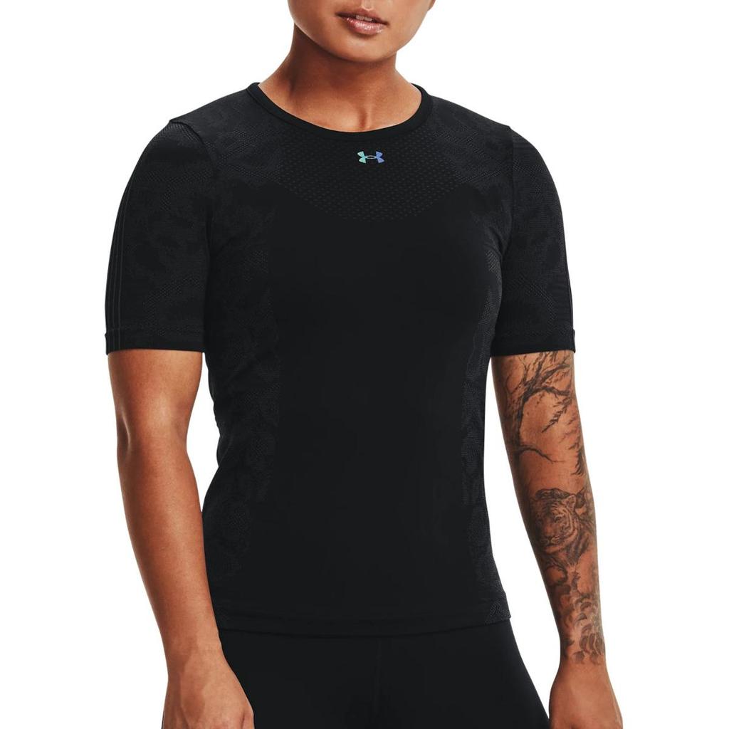 Under Armour Ua Rush Training Breathable Fitted Crew Neck Short Sleeve T-Shirt Women T-Shirts Black 1365716-001