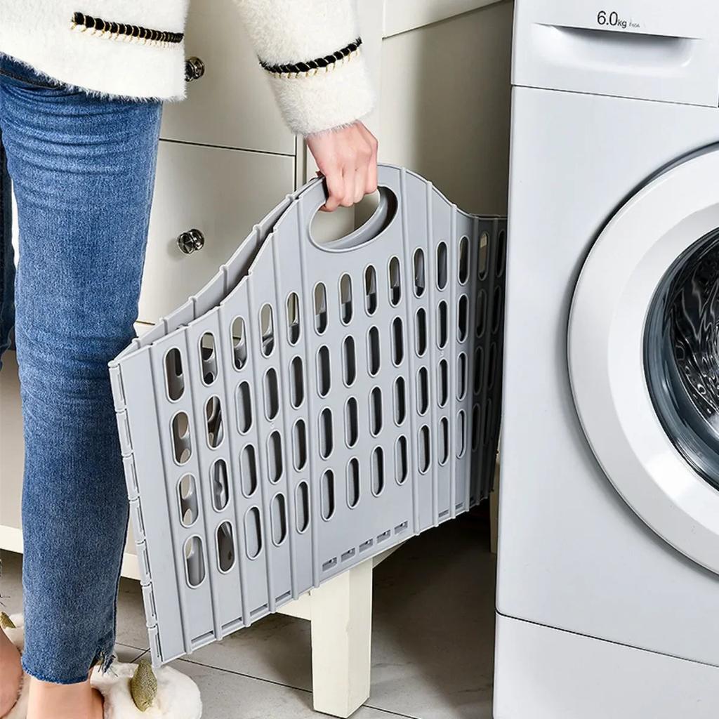 1PC Collapsible Laundry Basket Plastic Laundry Basket Space-Saving Design for Easy Storage Portable Convenient Ideal for Home