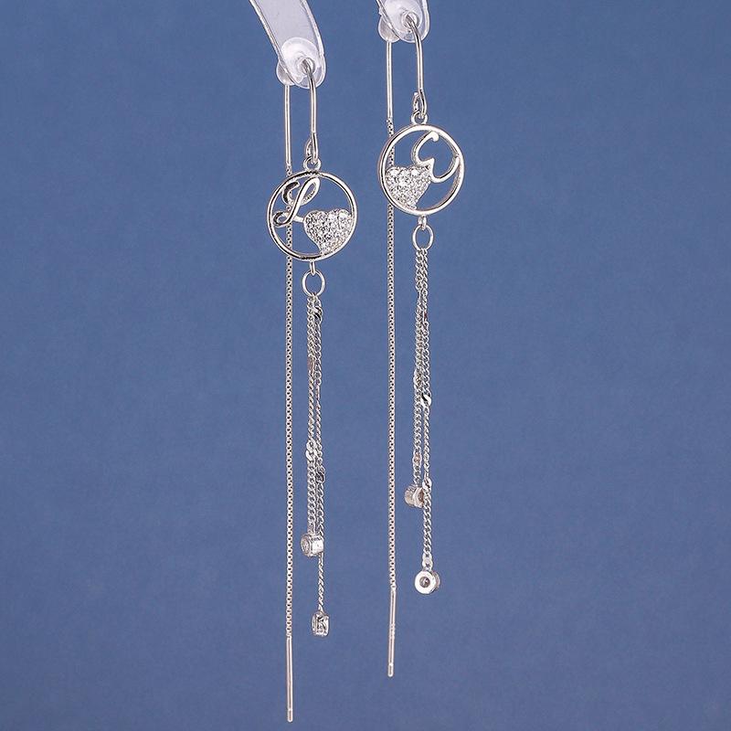 S925 Sterling Silver Luxury Earrings 528EX серебряный