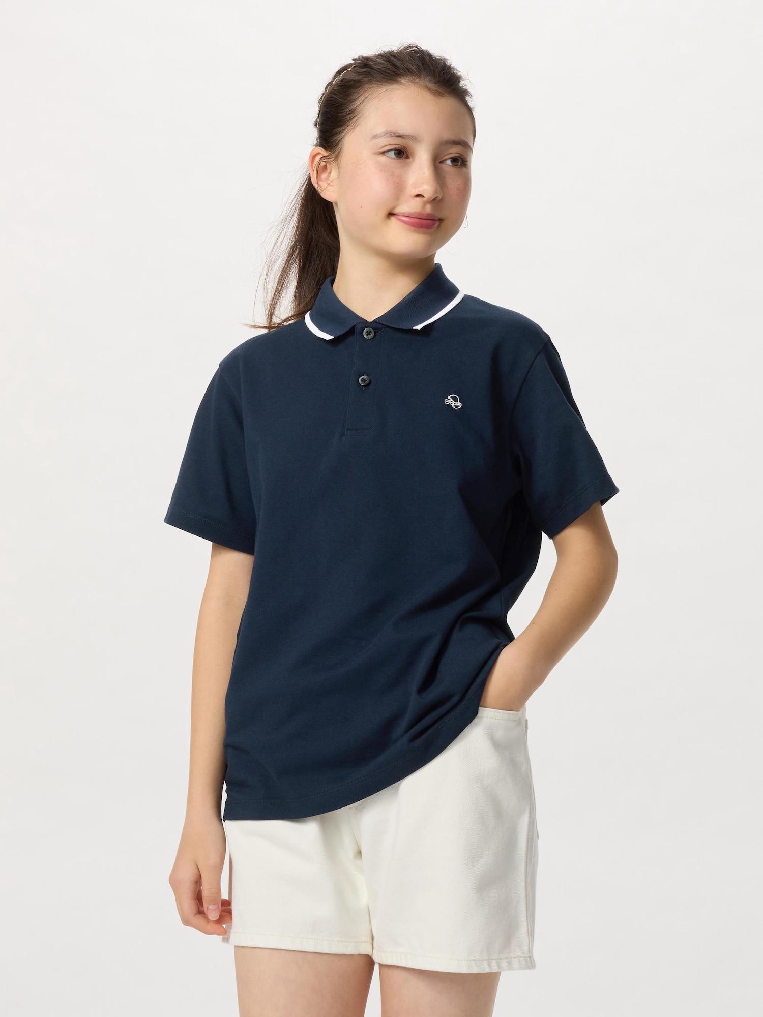 

Детская рубашка-поло пике Dry Uniqlo с коротким рукавом и вышивкой 69 NAVY/KIDS 100