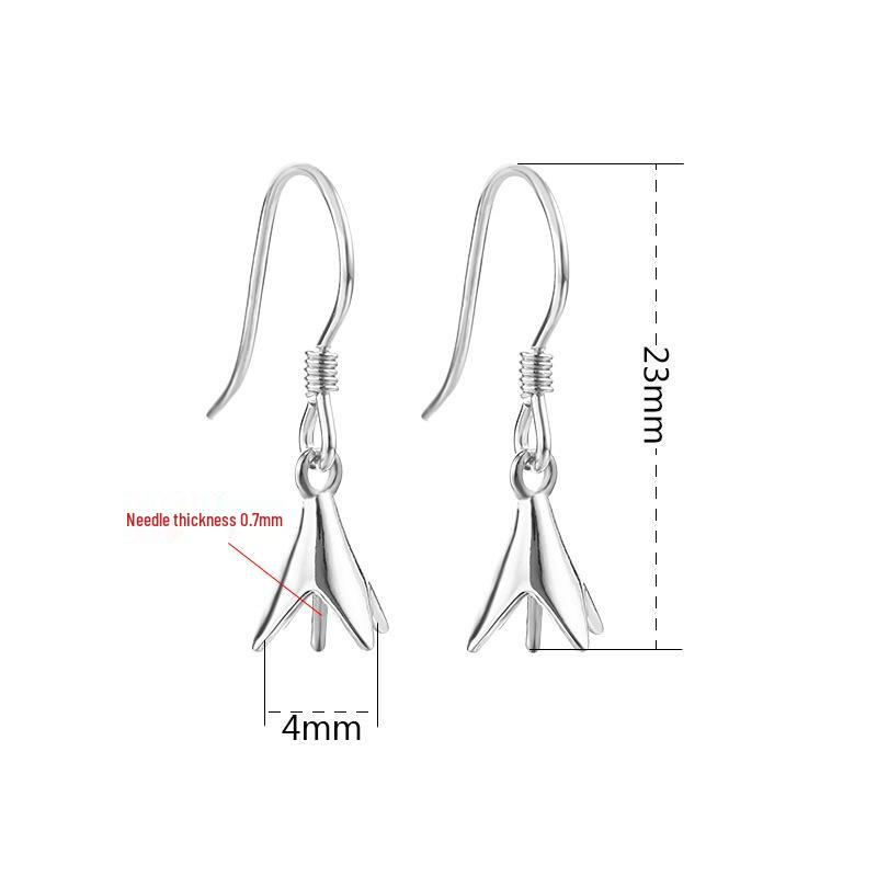 

S925 Sterling Silver Magnolia Flower Dangle Earrings with Hetian Jade Inlay