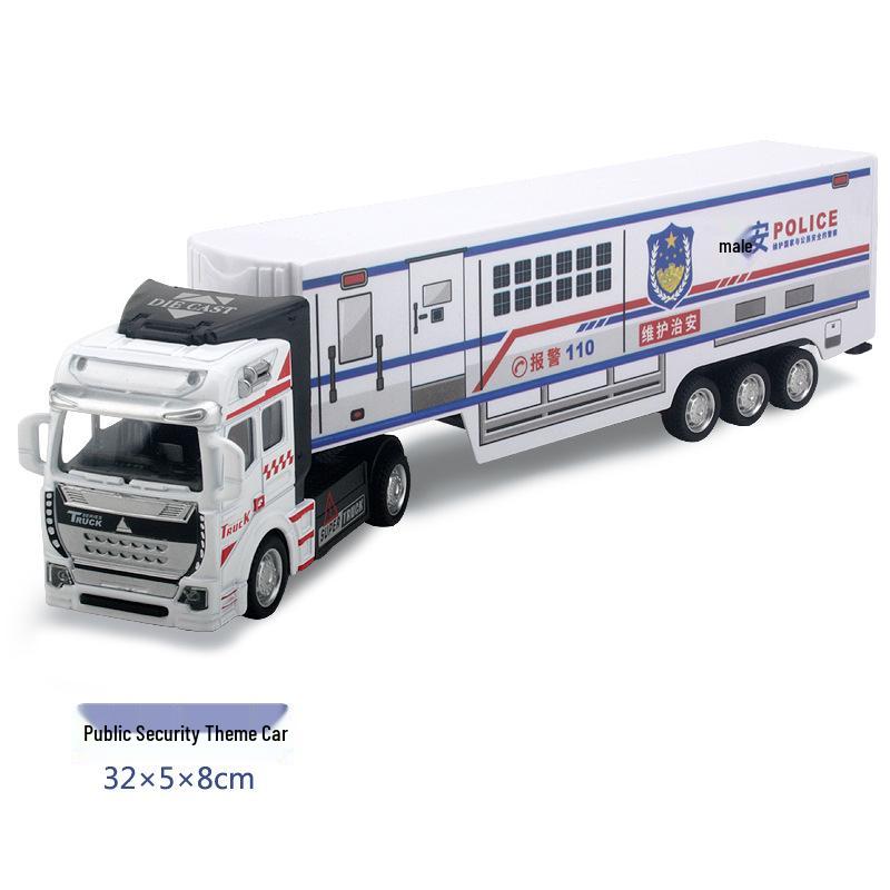 Kids' Pull-Back Alloy Container Transport and Tanker Trailer Truck Toy Model