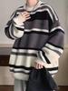 Men's Retro Striped Color-Block Knit Sweater - Casual & Loose Fit for Autumn/Winter