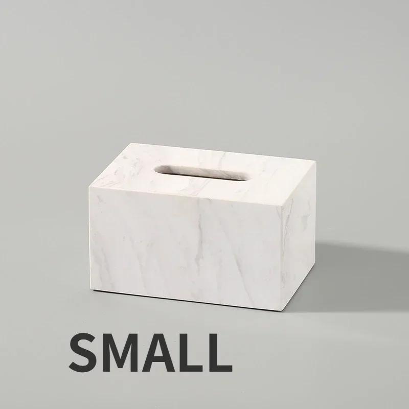 Nordic Natural Marble Tissue Box Square Rectangle Creative Black White Paper Drawer Paper Box Home Hotel Model Room Ornaments