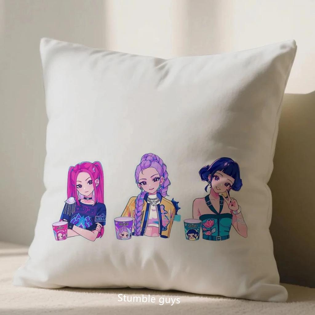 Kpop Demon Hunters Cushion Cover Sofa Anime 45X45cm Pillowcase Add Anime 45X45cm Kpop Flair To Your Home