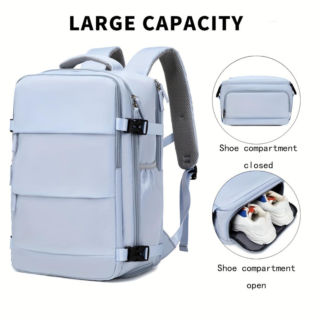 Sac à Dos de Voyage Grande Capacité avec Compartiment à Chaussures Dacron Léger Sac à Dos Quotidien pour Ordinateur Portable avec Port de Charge Mode Voyage Commu
