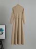 French Knitted A-line Dress & Matching Coat - Women's Slimming Autumn/Winter Woolen Base Layer