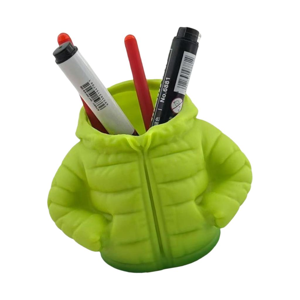 10x14x10.5cm Portable Down Jacket Shape Plastic Pen Holder 3D Printed Pen Case for Neat Office Desk Storage Decors