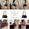 AQUA Marine Women's Enamel Shoulder Bag, 2-Way Handbag with Pearl Ribbon, Elegant, Small, Glossy, Korean-Style, Cute, Instagram-worthy Outfit (Red)