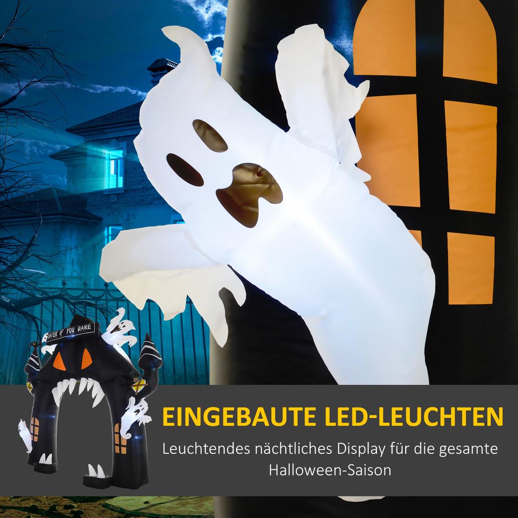 Inflatable Halloween Archway, 4 Ghosts, LED Lights, Waterproof, 300 x 76 x 300 cm