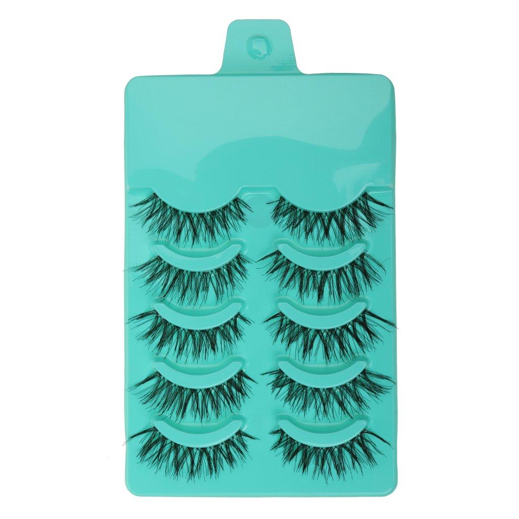 Magideal 5 Pairs Beauty Makeup Handmade Messy Cross Style False Eyelashes Green