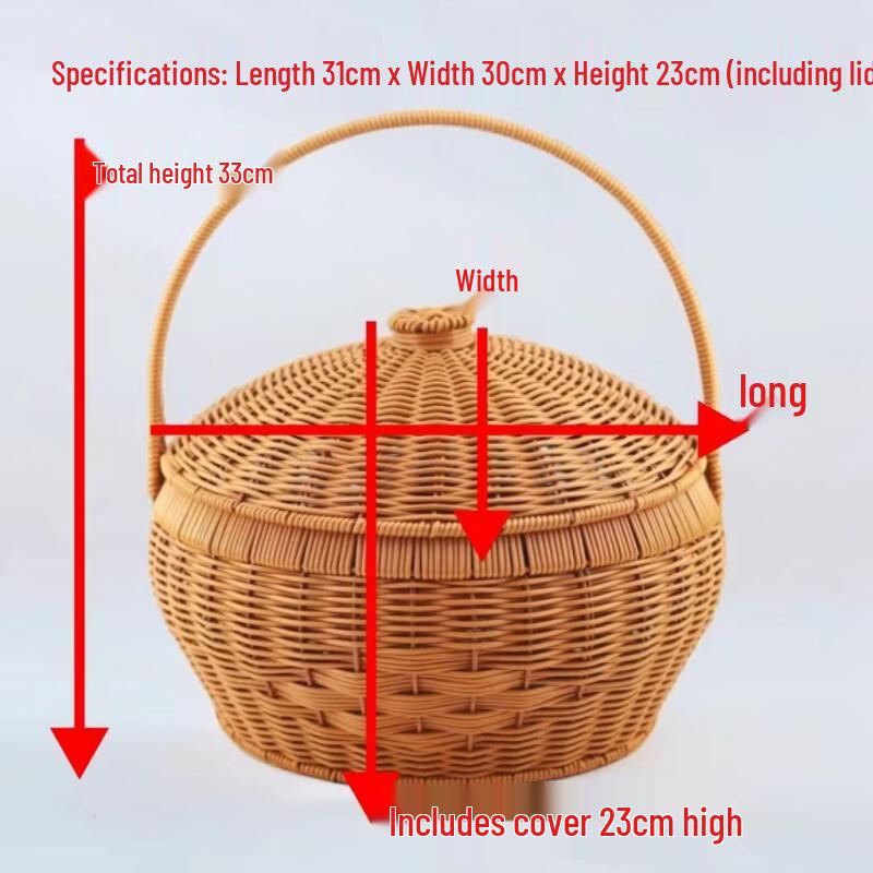 Jingyuheng Medium Round Woven Baskets with Lids (2-Pack)