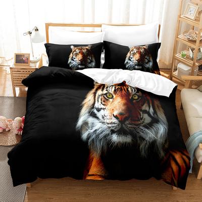 3D Digital Printing Bedding Four-Piece Set Three-Piece Set Tiger 2 Sheets Quilt Pillow