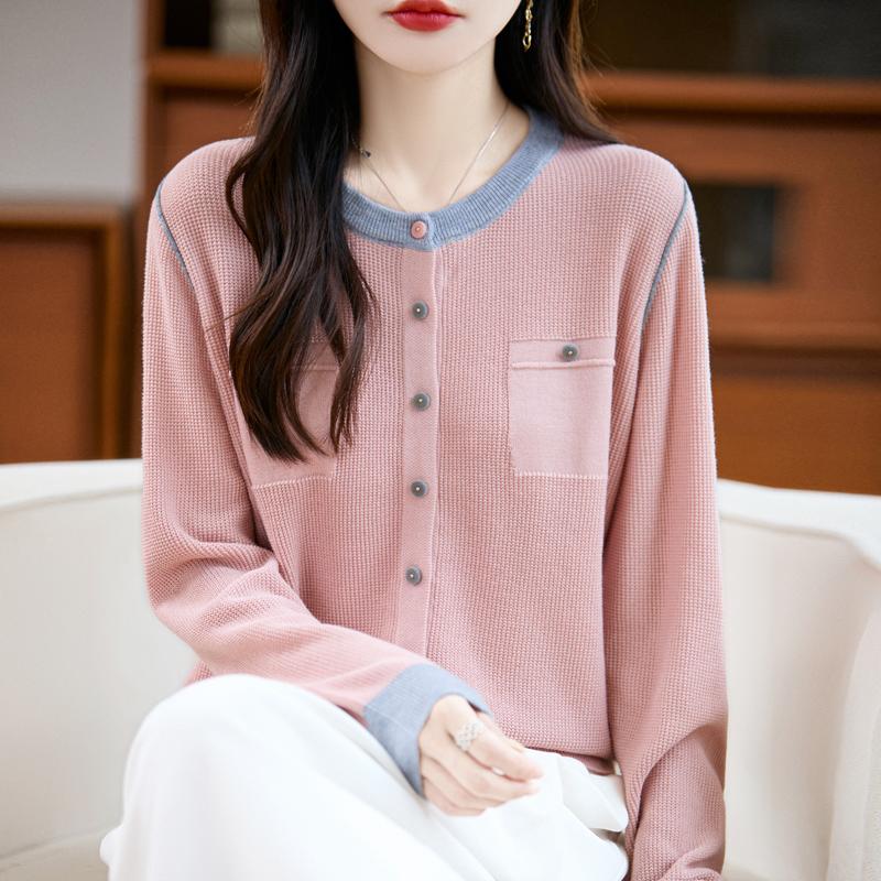 QingHe Cashmere Women's 30% Cashmere Cardigan - Soft & Warm Wool Blend Sweater