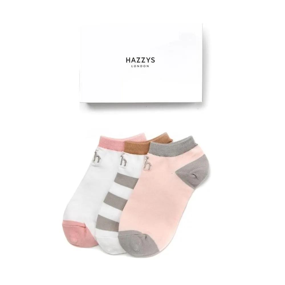HISS5F004WT_Women s Puppy Cotton Blend Color Block Ankle Socks 3-Piece Set