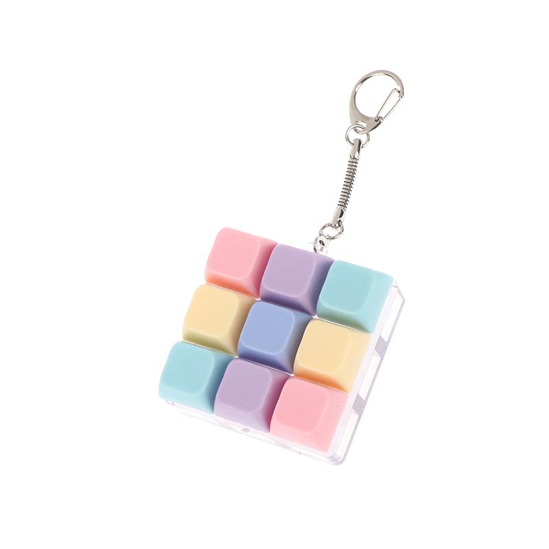 Macaron Color Keyboard Key Toy Diy Button Keycap Sensory Keychain Decompression Toys Mechanical 4Key Toy For Adult Gifts