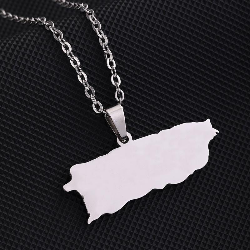 Stainless Steel Puerto Rican Heart Pendant Necklace for Men and Women