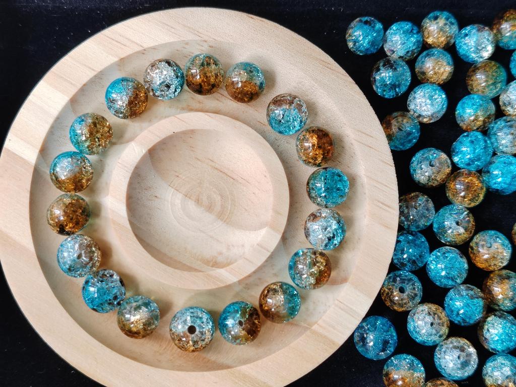 25 pz/lotto 9-10mm multicolore ciondoli fai da te braccialetto perline splicing colore crepe perline sciolte con foro per la creazione di gioielli artigianato