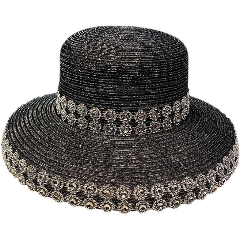 Hut Damen Frühling und Sommer Sonnenschutz Atmungsaktiv Retro Sonnenhut Damen Modischer Hut Vielseitiger Reise-Shopping-Strandhut