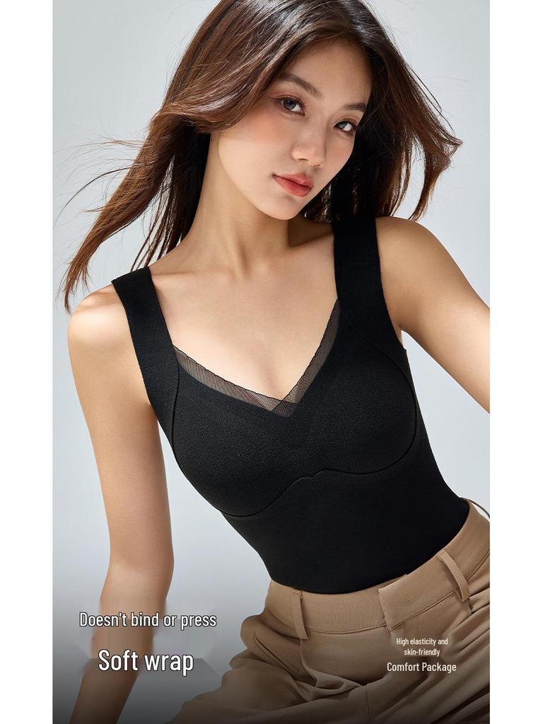 Women's Seamless V-Neck Vest - Warm, Slimming Base Layer with Built-in Support