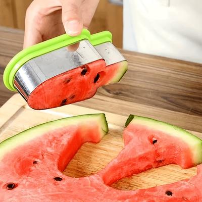 [Feliator Distractiv pentru Pepene Verde] Distractiv & Ușor 1 buc Feliator din Oțel Inoxidabil pentru Pepene Verde & Formă pentru Popsicles | Operare Manuală, Mâner Verde, Nu Necesită Alimentare,
