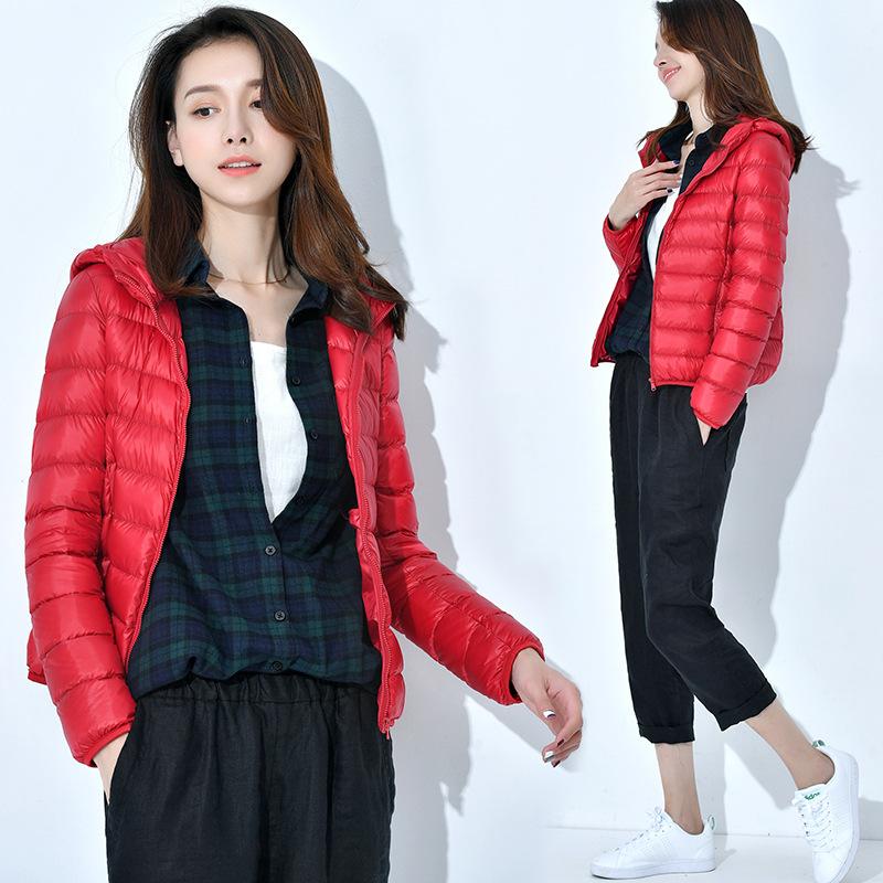 Winter Ultra-thin Down Jacket Women's Light and Short Slim-fit Hooded Large-size Ultra-light and Fattened Couple Slim-fit Jacket
