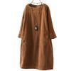 Abito Casual Retro in Velluto a Coste Autunno & Inverno Taglie Forti per Donna