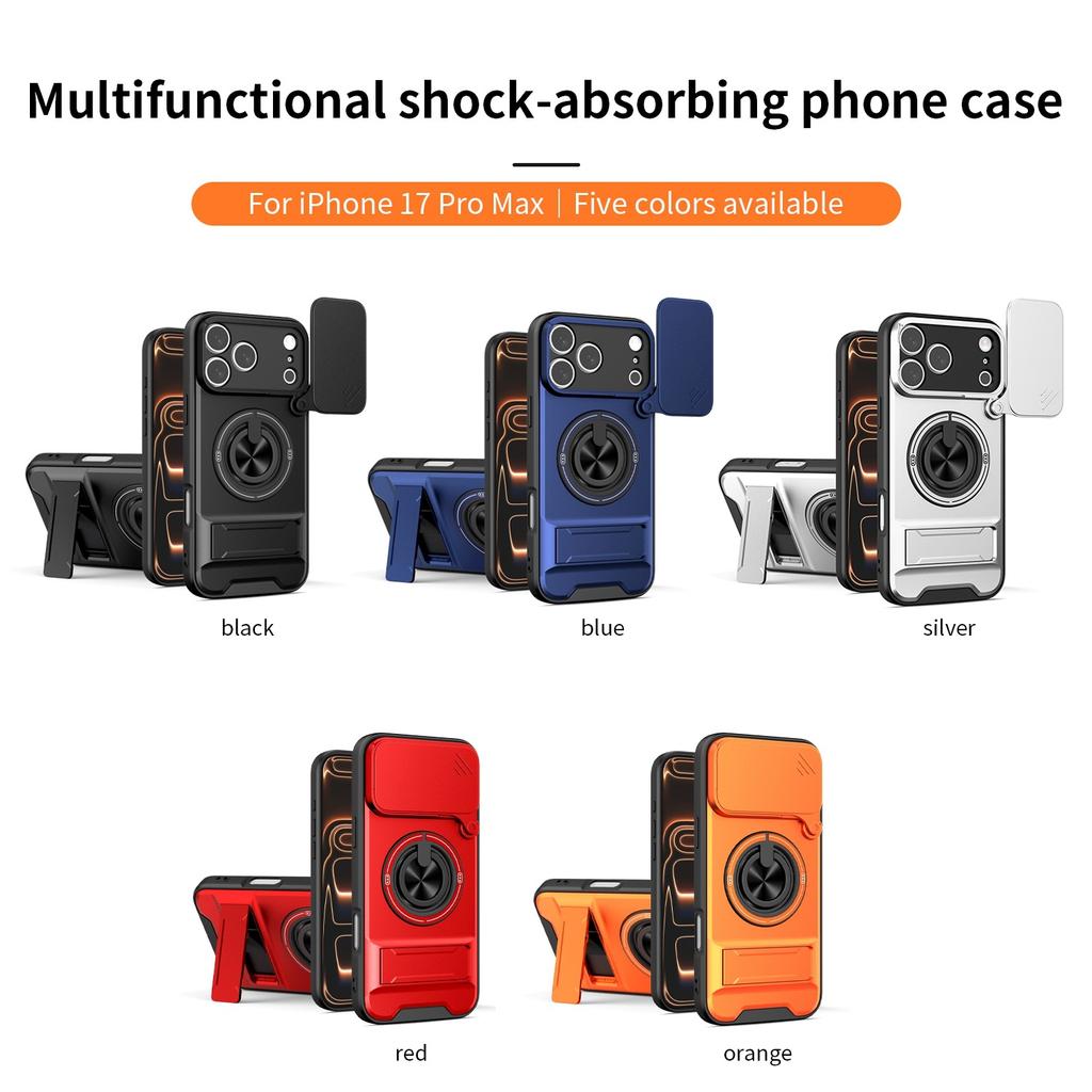 The new model is suitable for anti-fingerprint Apple 17 mobile phone case, ring magnetic suction 16pro window push bracket, mobile phone protective