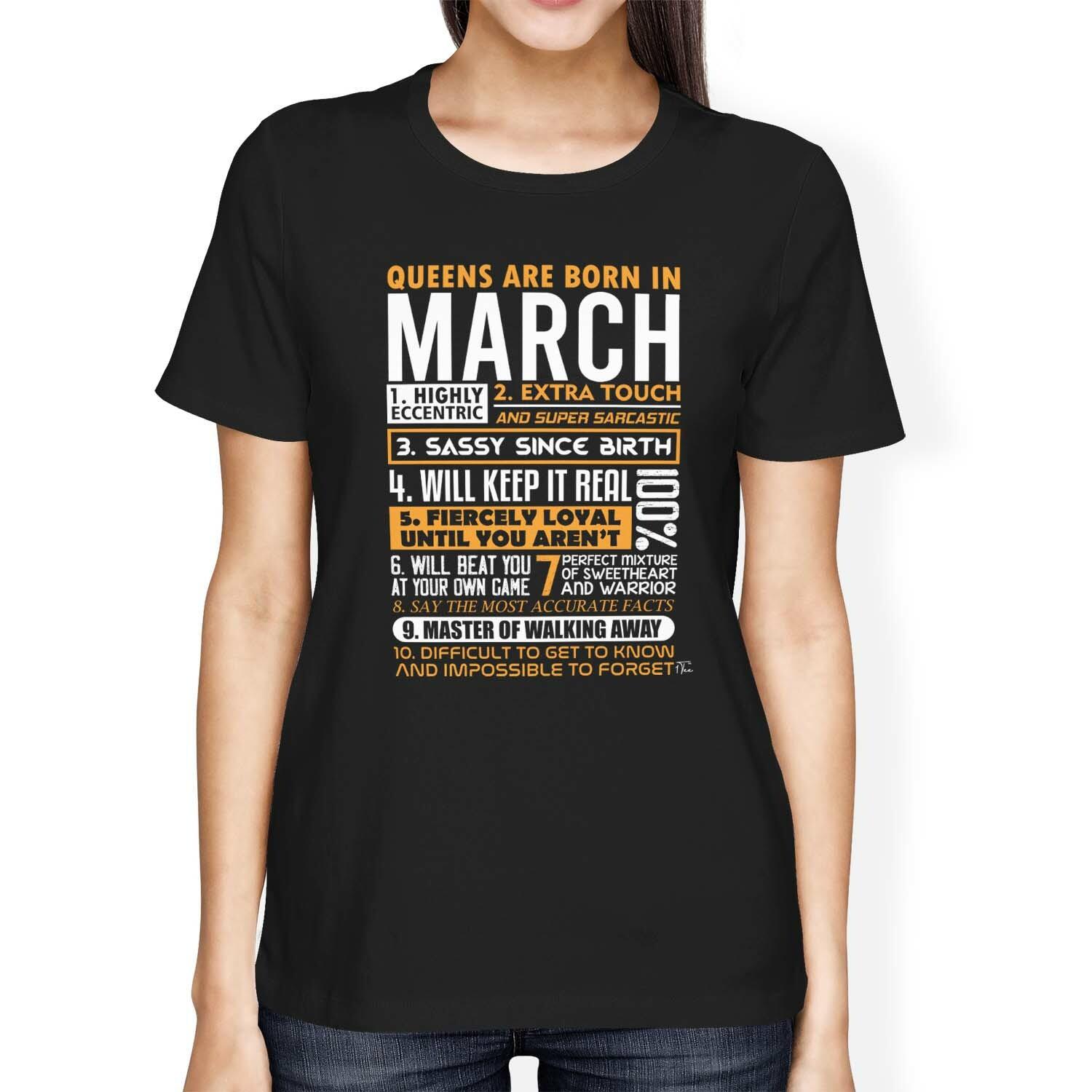 1Tee Womens Loose Fit Queens are born in March T-Shirt S