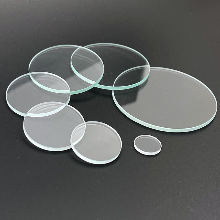 1 Stück 10mm 15mm 18mm 19mm 20mm 21mm 22 23 25 27 28 30mm 32mm 34 35 38 42mm Transparente Runde Flache Glaslinse für LED Taschenlampe Fackel (Für dich : 34mm x