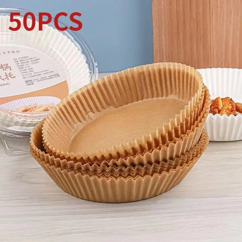 

50/100 шт. одноразовая бумажный противень с антипригарным покрытием для фритюрницы, противень для выпечки, духовка, гриль, универсальная круглая бумага, выложенная бумагой, кухонные принадлежности