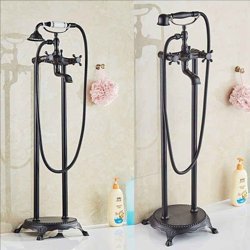 Brass Floor Standing Bathtub Shower Faucet Swivel Spout Bathroom shower faucet Mixers Taps Standing Bathtub Faucet