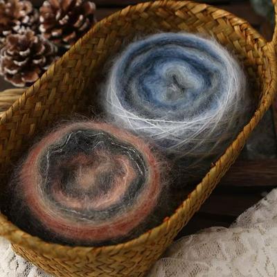 Kaleidoscope Gradual Change Mohair Thread Yarn, 50g Hand Knitted DIY Knitting&Crocheting Stick Crochet Wool Ball Sewing