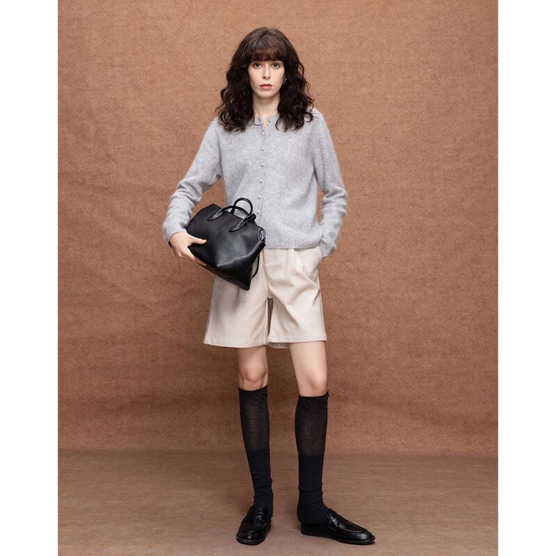 Demana Lambswool Pearl Button Cardigan
