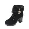 Wildleder Damenstiefel Winter Casual High Heels Schuhe für Damen Neu Kurzes Plüsch High Platform Stiefeletten Vielseitige Kurze Botas Mujer