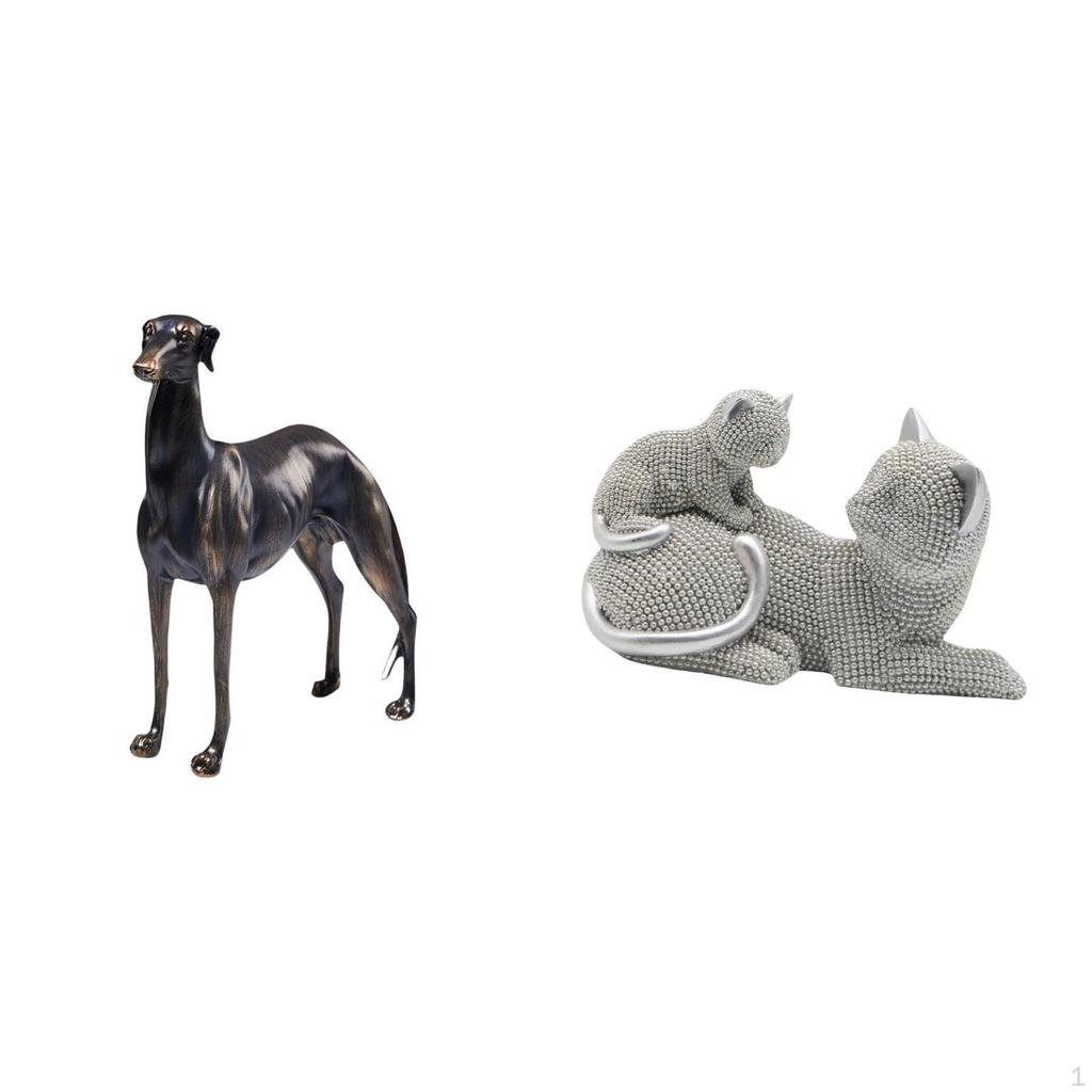 Elegant Resin Animal Figurine Greyhound Cat Sculpture Tabletop Ornament Decorative Statue for Living
