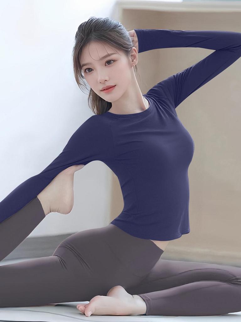 2025 Blaues Langarm Yoga & Pilates Set für Damen für Herbst/Winter