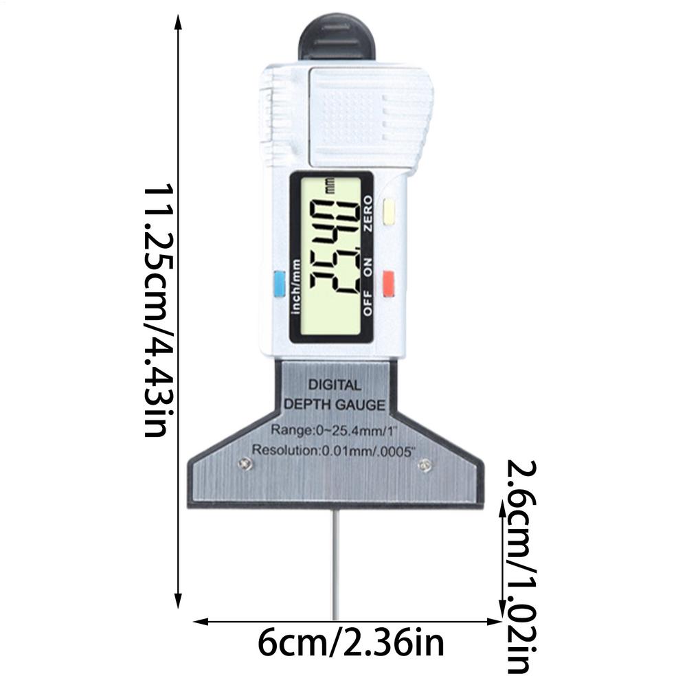 Tread Depth Gauge Tire Depth Gauge Tool Digital 0-25.4mm Range Wear Checker 0.01mm Resolution Handheld Measuring Tool For Car &