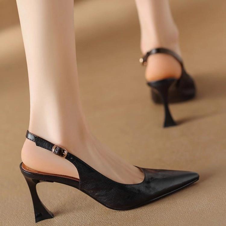 

Fashion 2025 New Women s and Single Shoes with Heels Expose Your Heels Pointed Tip High Heels Women Black Red Shoes Women 34 чёрный