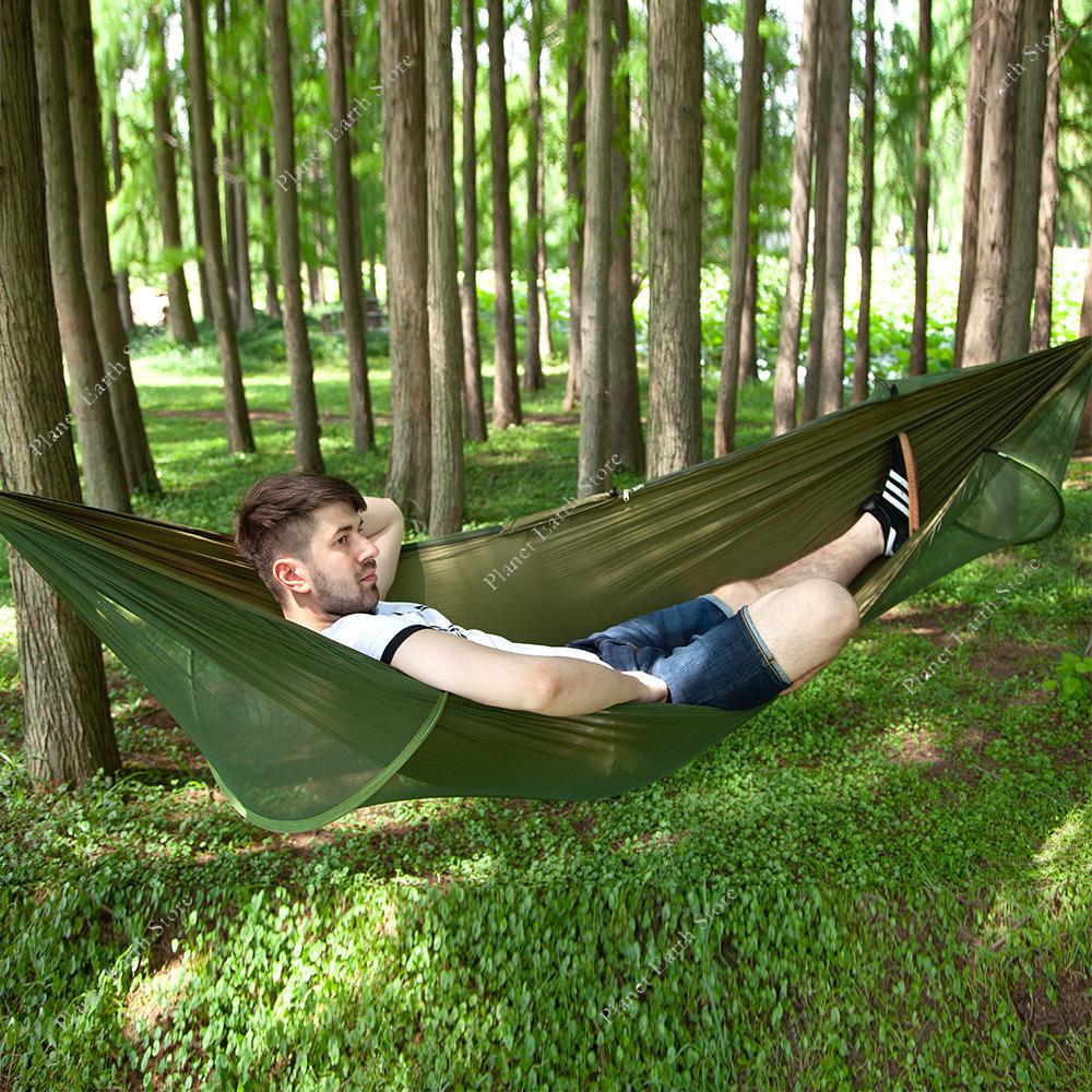 Single Portable Travel Outdoor Camping Hanging Sleeping Hammock with Mosquito Net Camping Hammock Hanging Sleeping Hammock