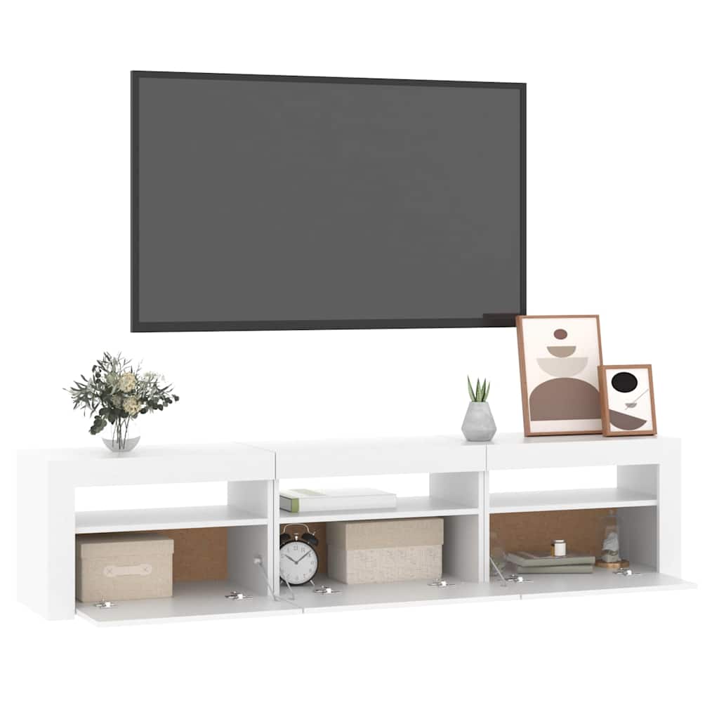 Vidaxl Szafka Pod Tv Z Oświetleniem Led, Biała, 180X35X40 Cm