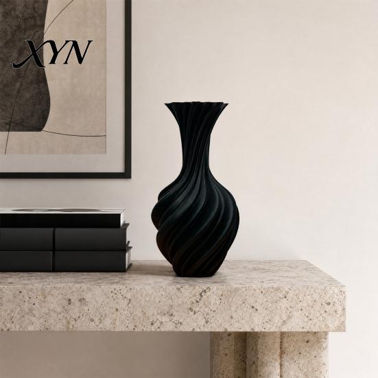Modern Decorative Vase 3D Printed Spiral Vase, Minimalist Flower Pot for Dry Flowers, Nordic Art Decor Home Shelf, Creative Gift Ideas Structure