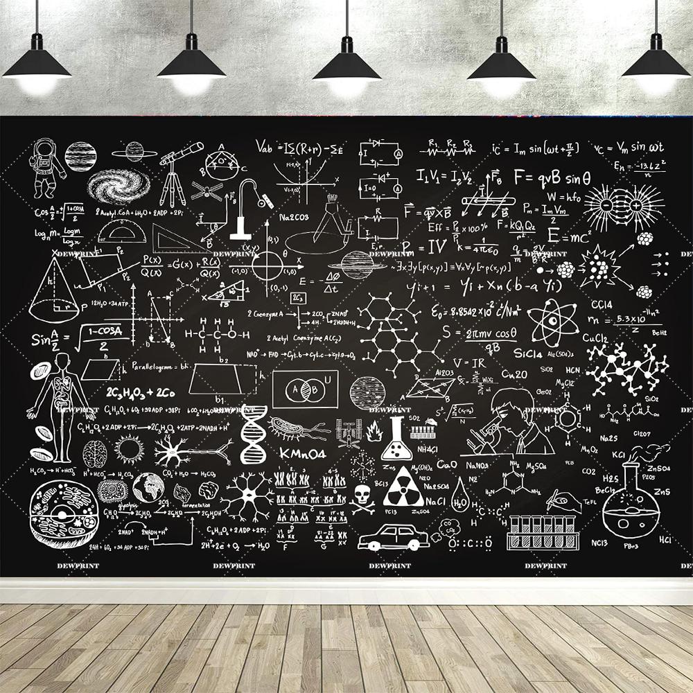 Dewprint Science Themed Background Banner for Chemistry Math Geometry and Physics Back to school Party Decoration Banner