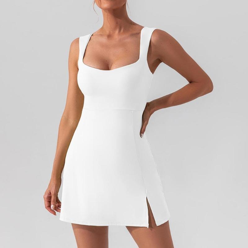 Women's Outdoor Summer Sports Tennis Dress Soft High Elasticity Golf Dress Quick Drying Breathable Fitness Shorts One Piece Tennis Sport Dress