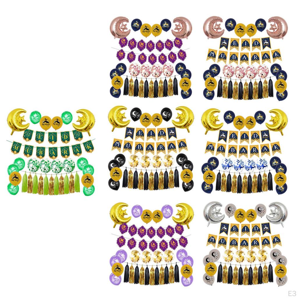 Blloons Festive Print Decortive Eid Mubrk Bckdrop Bnner for Holidy Prties Decor