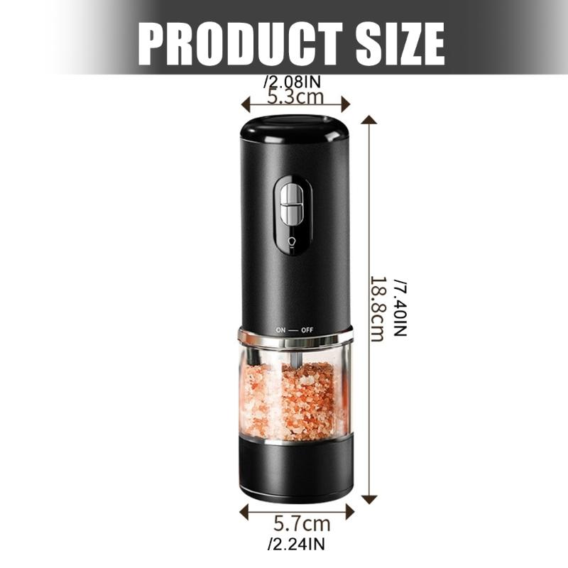 Multifunctional Salts and Pepper Mill Set with Adjustable Grinding Rechargeable Auto Condiment Grinder for Kitchen