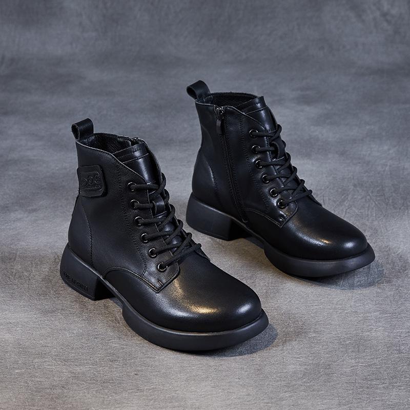The first layer of cowhide short boots for women in the autumn and winter of 2025, the new retro leather British style Martin boots, and small leather