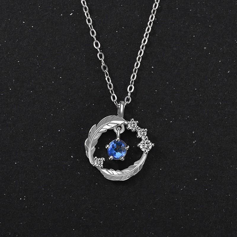Elegant Feather Pendant Necklace Women Sterling With Iridescent Moonstone Floral Design Lightweight Daily Wear